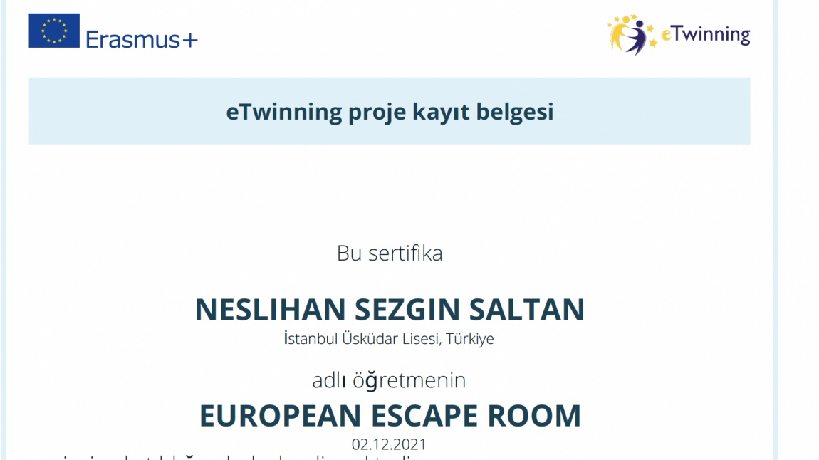 Partneri olduğumuz, eTwinning projemiz 'European Escape Room' tüm hızıyla devam ediyor.
